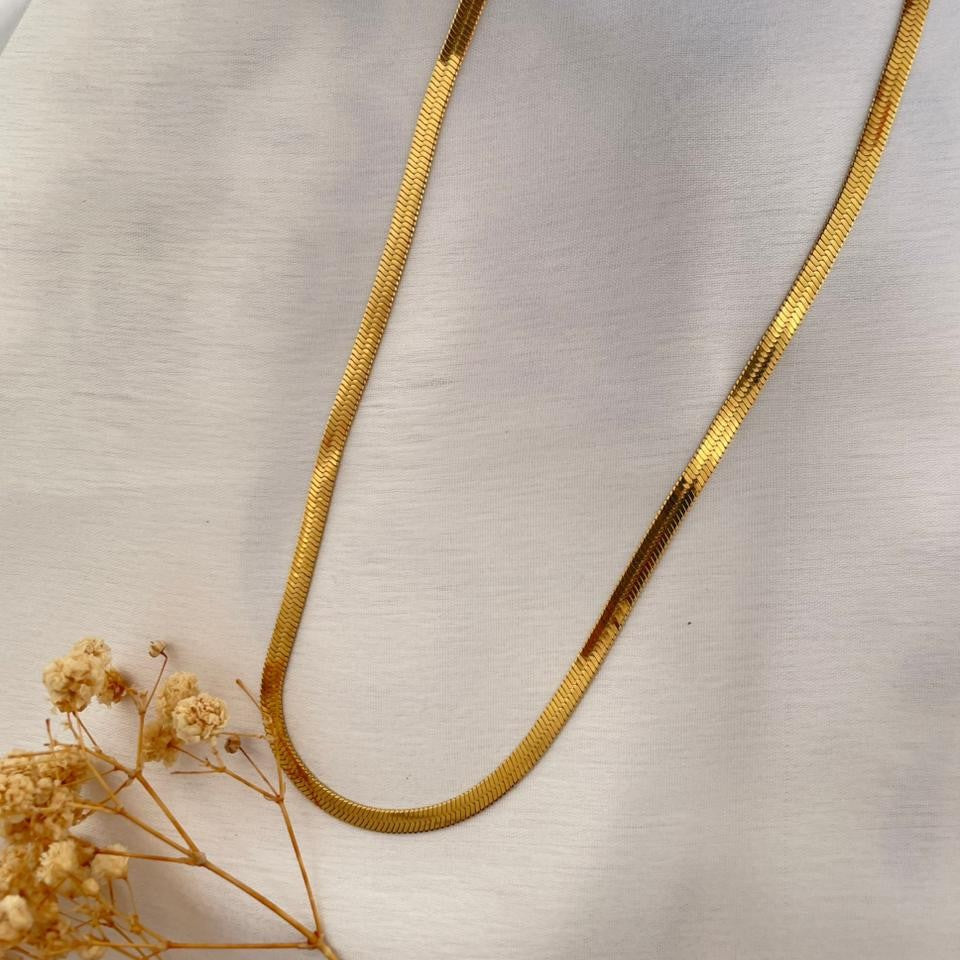 Golden Flat Chain Necklace