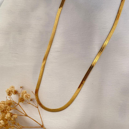 Golden Flat Chain Necklace