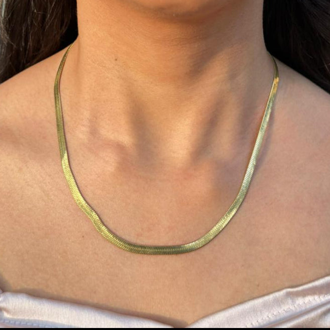 Golden Flat Chain Necklace