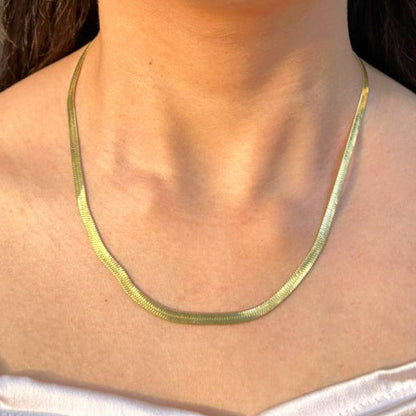 Golden Flat Chain Necklace